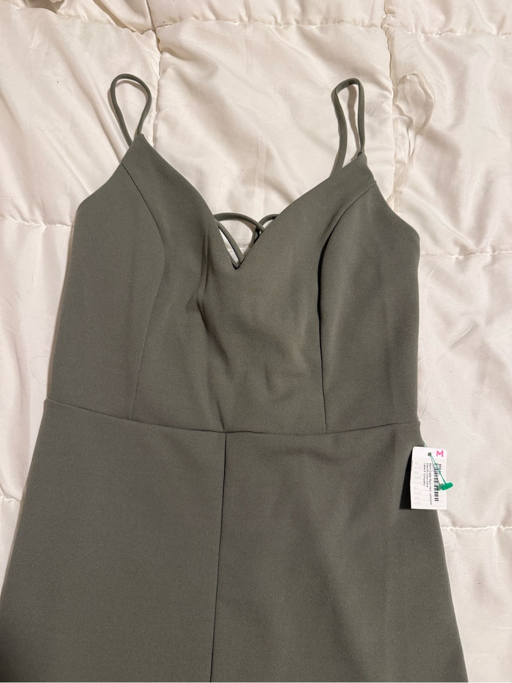 Women's Olive Green Spaghetti Strap Jumpsuit